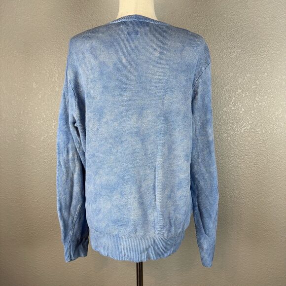 Polo Ralph Lauren Womens Sweater Size L Large Blue Cloud Tie Dye Linen Knit - Picture 5 of 8